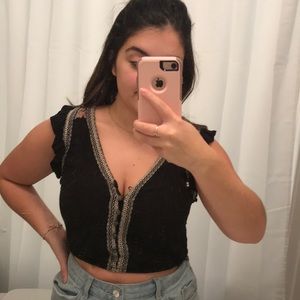 Black floral shirt from American Eagle